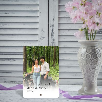 Personalized Photo Frame Plaque with Stand, Custom Name and Date, Anniversary, Wedding, Marriage, Birthday Gift Gift for friend, partner, parents, Rectangular, Tabletop